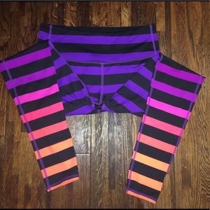 SOLD Athleta purple pink orange stripe leggings